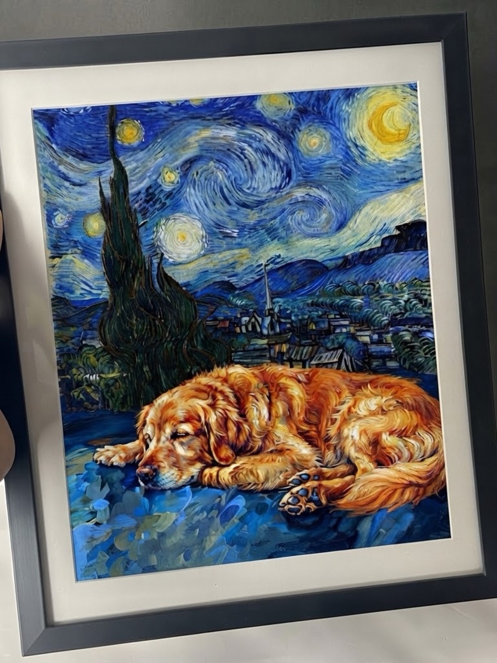 Golden Retriever "Starry Night" Art Print Dog art print